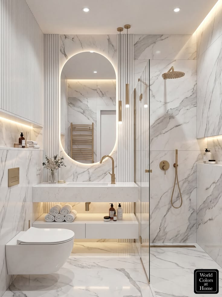 Marble and brass vanity