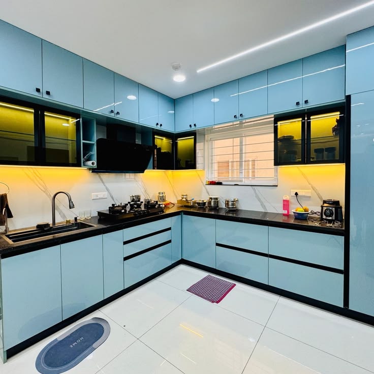Blue modular kitchen